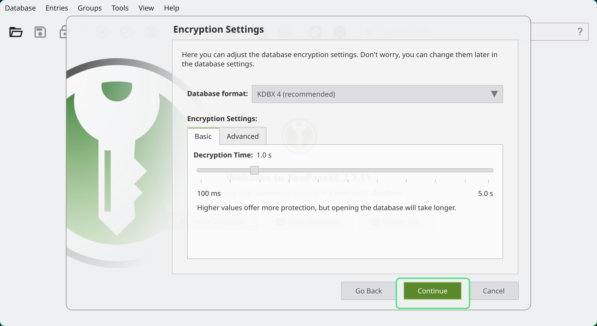 Set encryption settings